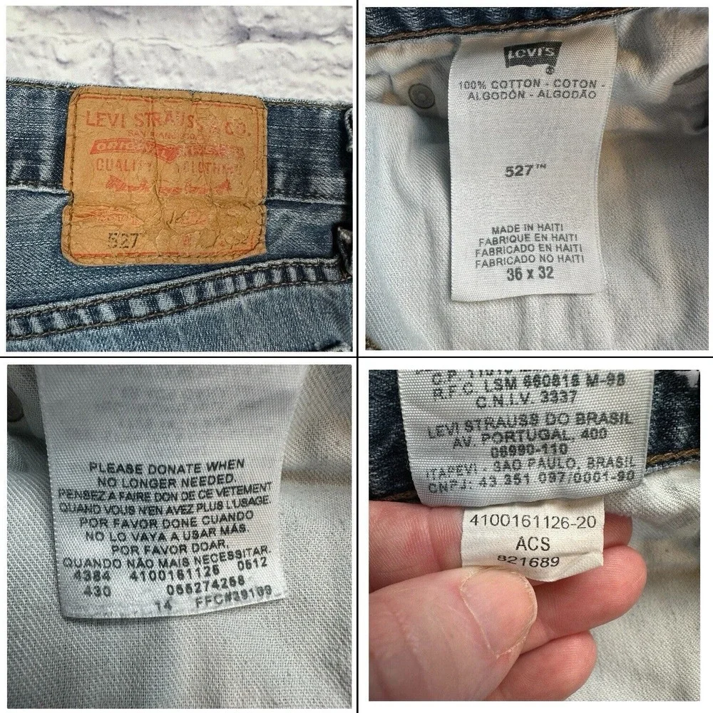 Levis 527 Jeans Mens 36x32 Blue Bootcut 2012 Cowboy Western‎ Fade Whiskers Y2K